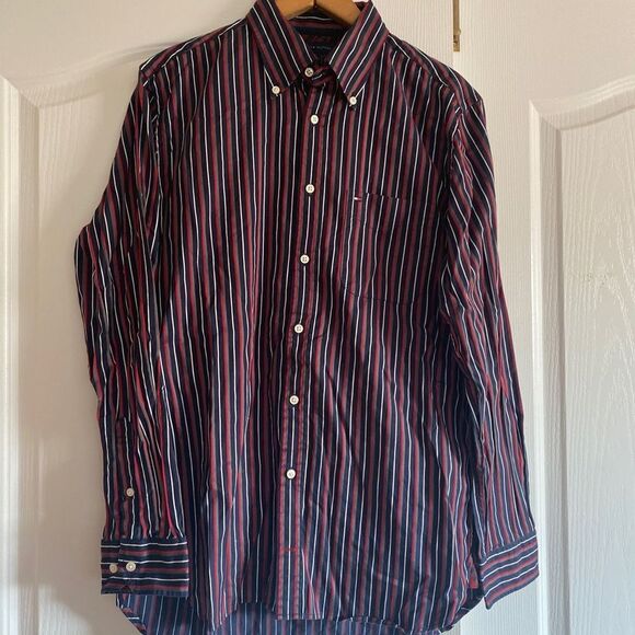 TOMMY HILFIGER long sleeve men’s striped button down shirt - Picture 2 of 5